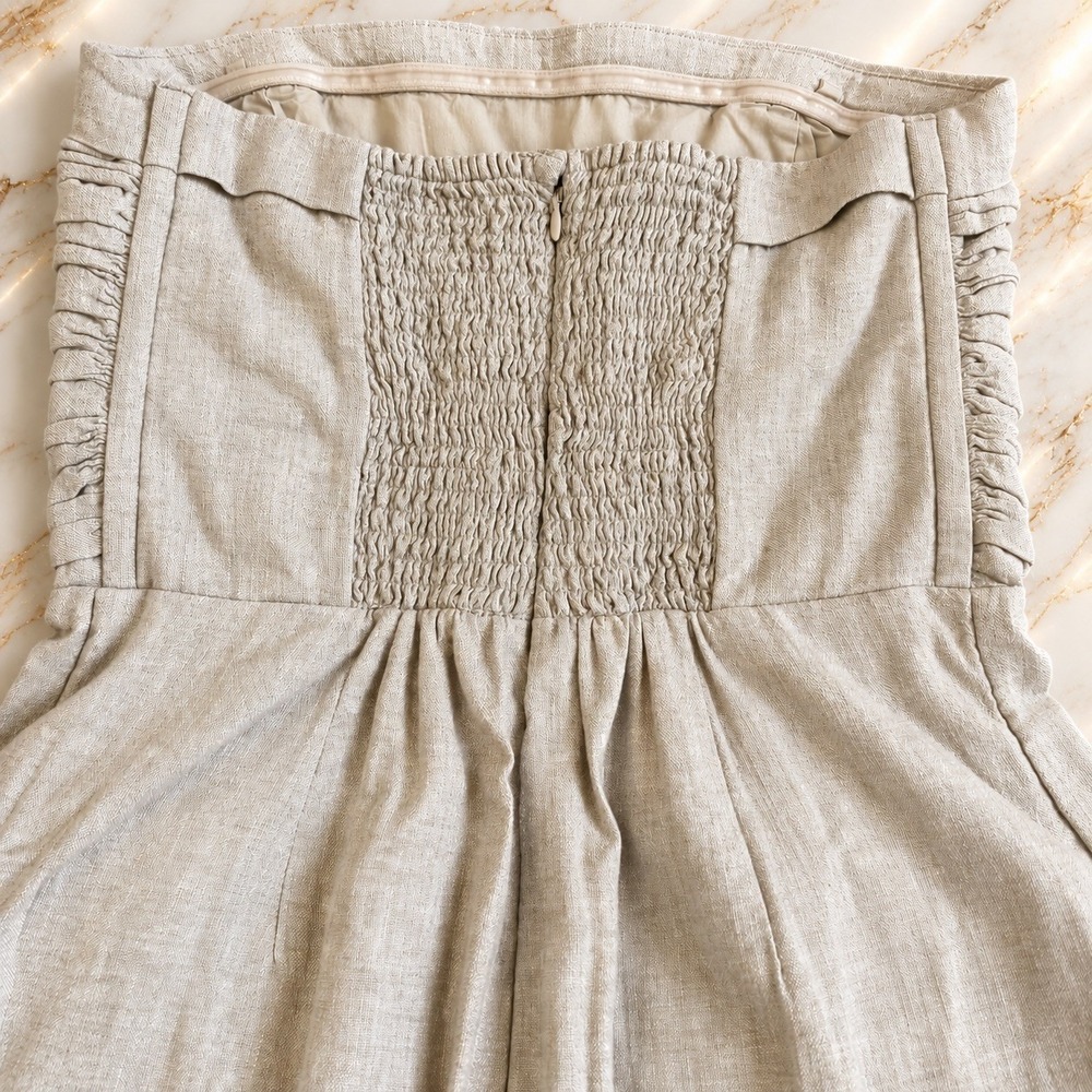 Abercrombie & Fitch Small Linen Blend Strapless Wide Leg Jumpsuit Neutral - Picture 6 of 10